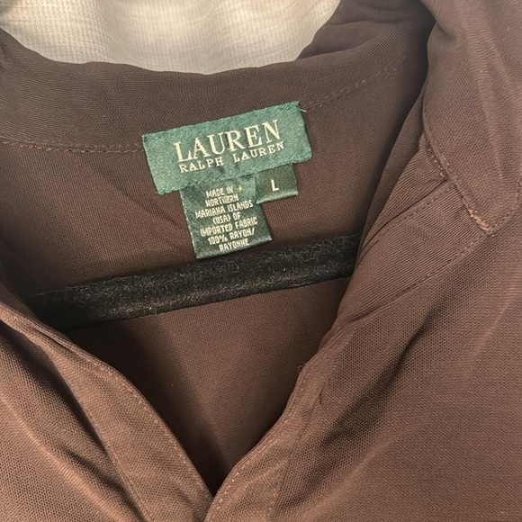 RALPH LAUREN BROWN QUARTER SLEEVE BLOUSE (L) - Picture 3 of 5